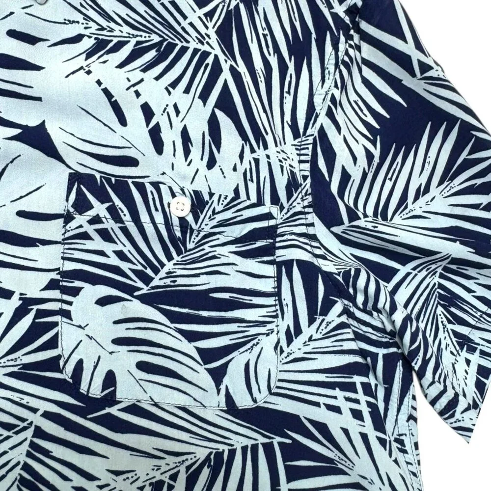 The Rail Blue Rayon Tropical Print‎ Button Down Hawaiian Shirt